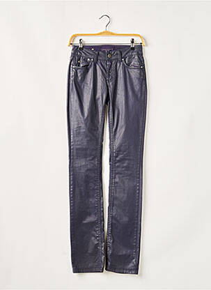 Pantalon slim tissage enduit taille normale bleu CORLEONE femme