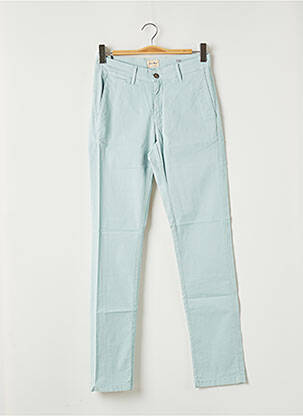 Pantalon chino fermeture zippée sous rabat boutonné taille normale bleu SERGE BLANCO femme