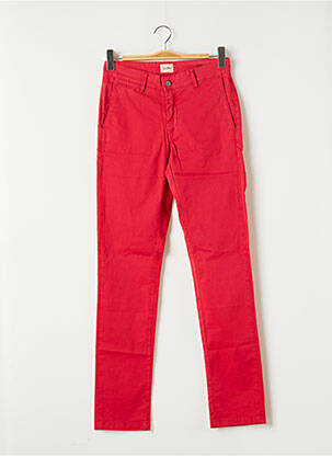 Pantalon chino fermeture zippée sous rabat boutonné taille normale rouge SERGE BLANCO femme