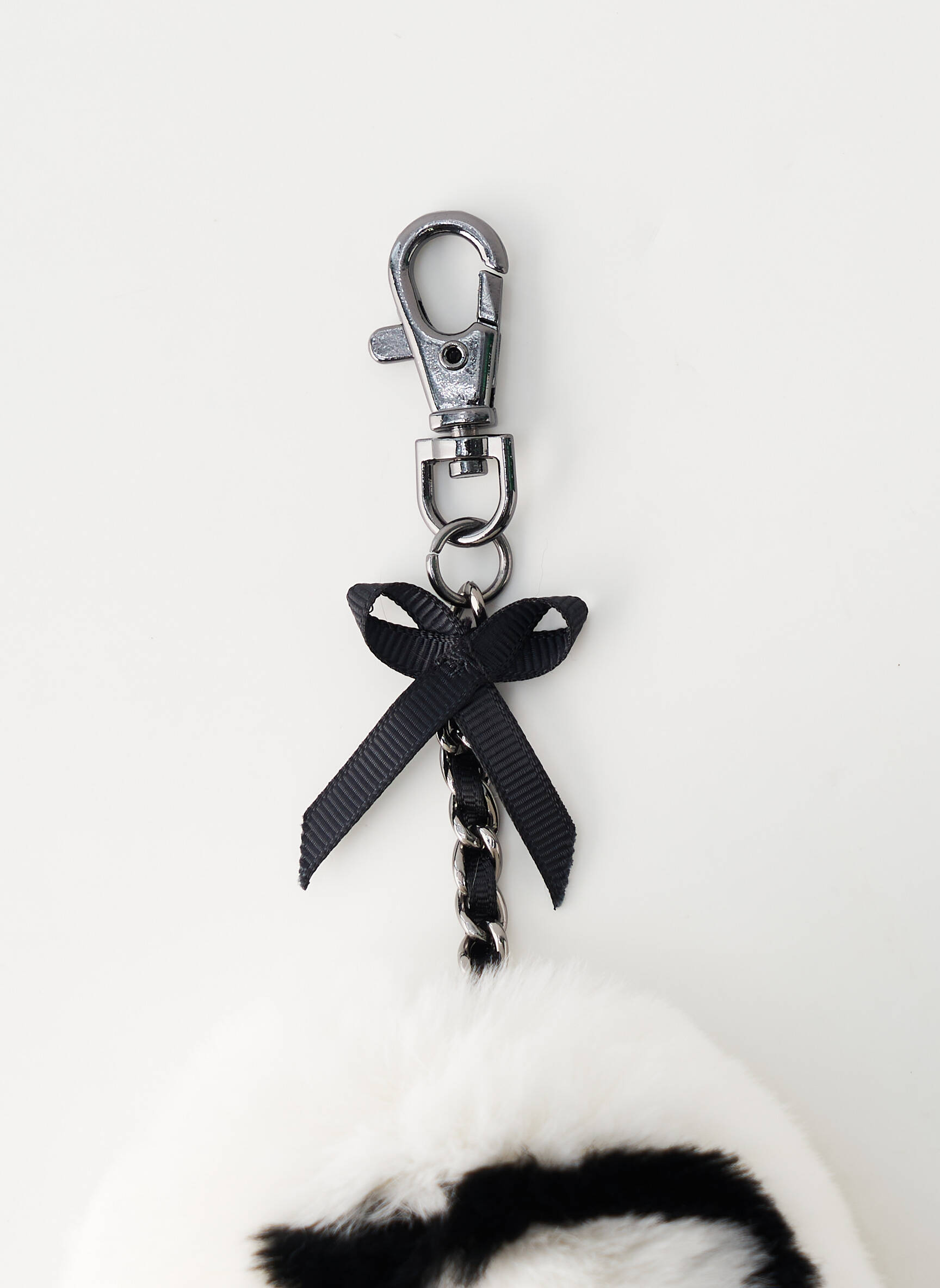 Porte clés luxe en cuir noir et blanc numéroté - E2R