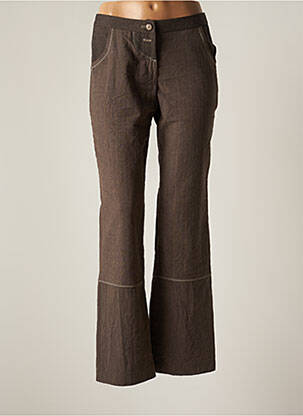 Pantalon droit fermeture zippée sous rabat boutonné taille normale marron COCO MENTHE femme