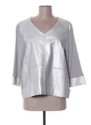Top col v manches 3/4 gris MADO ET LES AUTRES femme