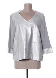 Top col v manches 3/4 gris MADO ET LES AUTRES femme
