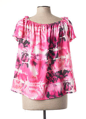 Blouse imprimé fantaisie manches courtes rose MINSK femme