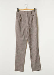 Pantalon droit fermeture zippée sous rabat avec crochet taille normale beige DEELUXE femme