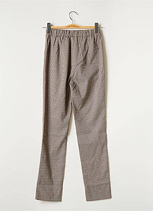 Pantalon droit fermeture zippée sous rabat avec crochet taille normale beige DEELUXE femme