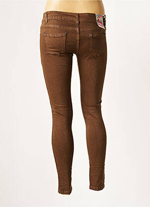 Jeans skinny effet usé délavé taille basse marron NEWPLAY femme