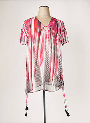 Tunique manches courtes tissage crêpe rose MIRADONNA femme