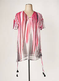Tunique manches courtes légère et transparente rose MIRADONNA femme