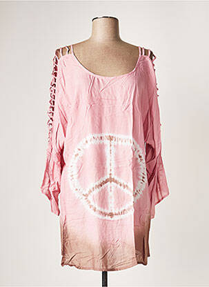 Tunique manches longues col rond rose PINK P femme