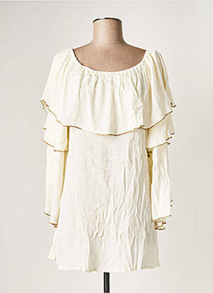 Tunique manches longues tissage crêpe blanc PINK P femme