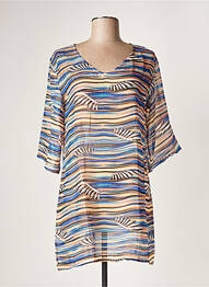 Tunique manches courtes tissage crêpe bleu DEIDAD femme
