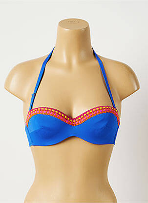 Haut de maillot de bain bretelles élastiquées amovibles haut soutien-gorge balconnet bleu ANTIGEL femme