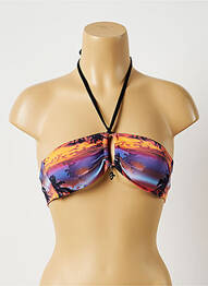 Haut de maillot de bain fermeture liens à nouer haut soutien-gorge avec mousse de rembourrage amovible violet BIKINI BAR femme