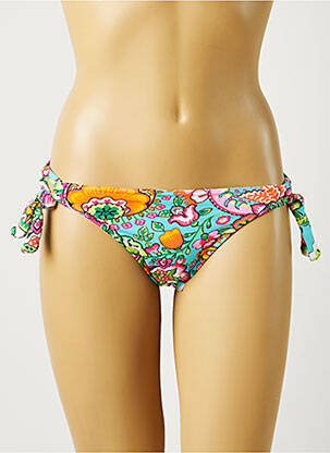 Bas de maillot de bain imprimé fleurs bikini bleu FREYA femme