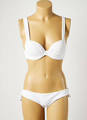 Maillot de bain 2 pièces stretch haut soutien-gorge push-up blanc CYELL femme