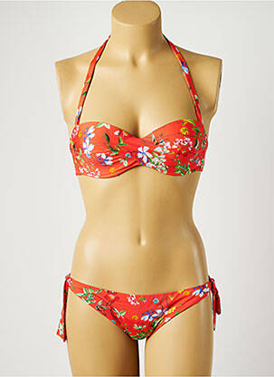 Maillot de bain 2 pièces stretch haut soutien-gorge moulé orange TESSY femme