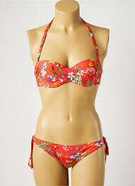 Maillot de bain 2 pièces stretch haut soutien-gorge moulé orange TESSY femme