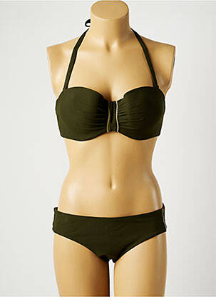 Maillot de bain 2 pièces stretch haut bandeau vert HATEIA femme