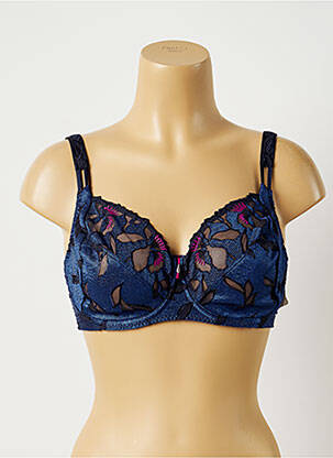 Soutien-gorge broderie haut soutien-gorge emboitant bleu SECRET D'EVA femme