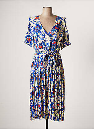 Robe longue manches courtes manches courtes bleu CHERRY PARIS femme