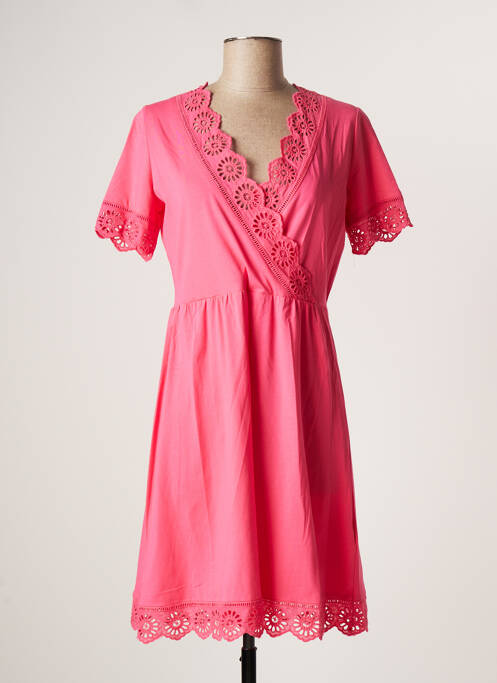 Robe mi-longue rose LEO & UGO pour femme