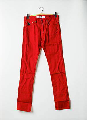 Jeans coupe droite broderie rivets taille normale rouge APRIL 77 femme