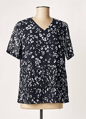 Blouse imprimé fleurs manches courtes bleu BRANDTEX femme