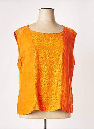 Blouse col rond sans manche orange MALOKA femme