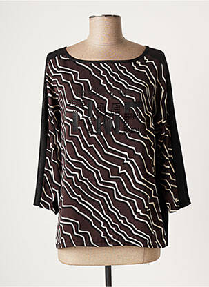 T-shirt sérigraphie avec strass manches courtes marron BETTY BARCLAY femme