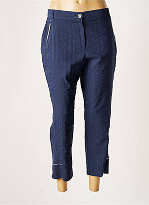 Pantalon 7/8 fermeture zippée sous rabat boutonné taille normale bleu CHRISTINE LAURE femme