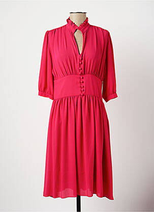 Robe mi-longue manches 3/4 manches 3/4 rose TWISTER femme