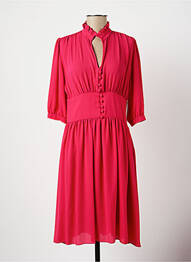 Robe mi-longue manches 3/4 manches 3/4 rose TWISTER femme