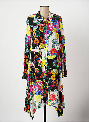 Robe mi-longue imprimé fleurs manches longues noir TUZZI femme