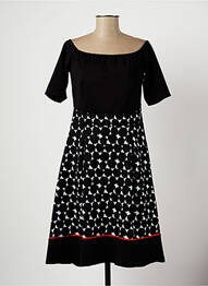 Robe mi-longue imprimé fantaisie manches courtes noir MICHAELA LOUISA femme