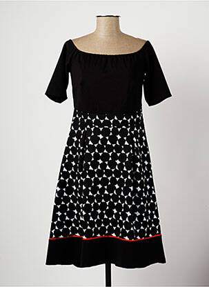 Robe mi-longue imprimé fantaisie manches courtes noir MICHAELA LOUISA femme