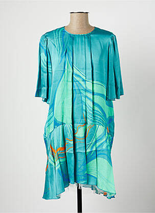 Robe mi-longue imprimé fantaisie manches courtes bleu TWISTER femme