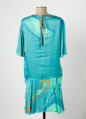 Robe mi-longue imprimé fantaisie manches courtes bleu TWISTER femme
