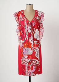 Robe mi-longue imprimé fleurs sans manche rose LESLIE femme