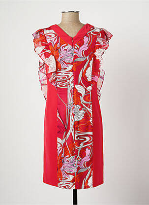 Robe mi-longue imprimé fleurs sans manche rose LESLIE femme