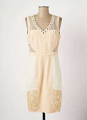 Robe mi-longue sans manche sans manche beige LESLIE femme