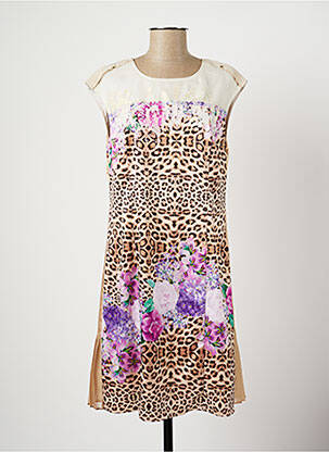 Robe mi-longue sans manche sans manche beige LESLIE femme