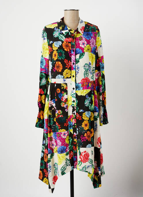 Robe mi-longue imprimé fleurs manches longues noir TUZZI femme