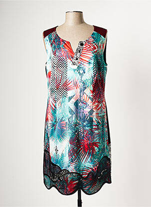 Robe mi-longue imprimé fantaisie sans manche bleu LESLIE femme
