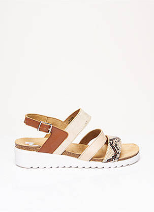 Sandales/nu pieds tissage satiné talon de 4 à 6cm beige REQINS femme