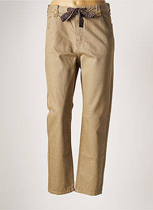 Pantalon droit fermeture zippée sous rabat boutonné taille normale beige HOPPY femme