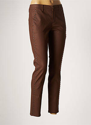 Pantalon slim tissage enduit taille normale marron HOPPY femme