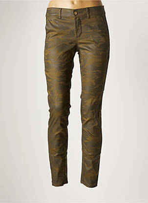 Pantalon chino fermeture zippée sous rabat boutonné taille normale vert HOPPY femme
