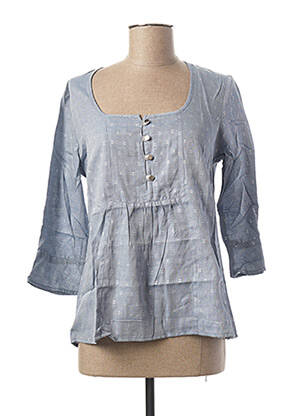 Blouse col rond manches 3/4 bleu PAUL BRIAL femme