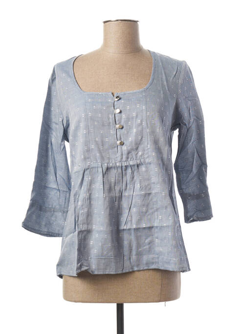 Blouse col rond manches 3/4 bleu PAUL BRIAL femme